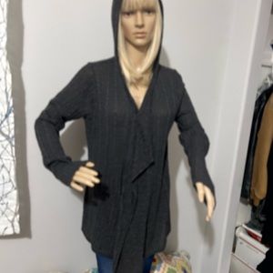 Charcoal, gray, hooded, cardigan, lightweight size extra large